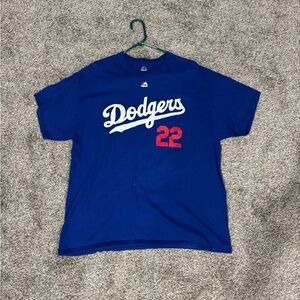 Dodgers Blue T-Shirt Clayton Kershaw Jersey
